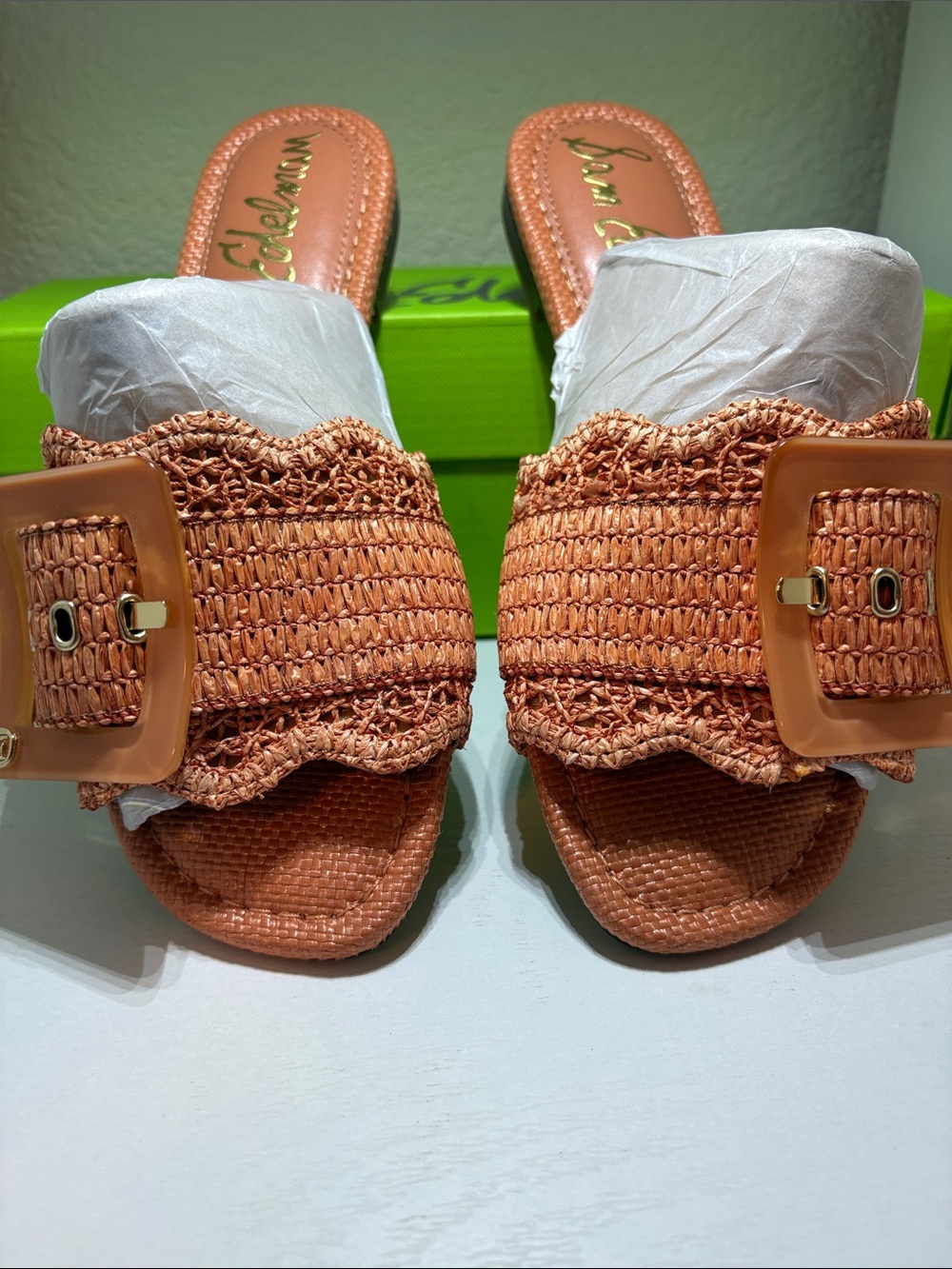 Sam Edelman Bambi Woven Coral-Buckle Slide sandals